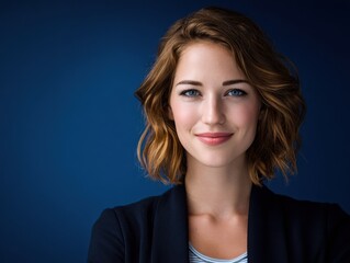 headshot corporate style isolated on a blue background