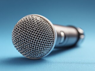 Obraz premium microphone conference isolated on a blue background