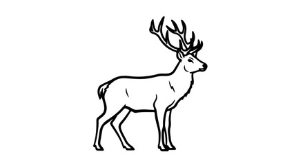 Obraz premium A minimalist vector illustration of a deer with antlers in a simple black line art style