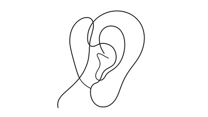 Obraz premium A minimalist line art illustration of a human ear in a continuous loop design