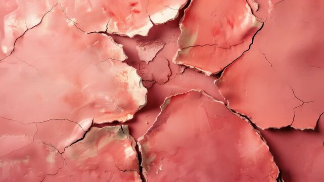Abstract cracked pink paint texture, representing decay and time