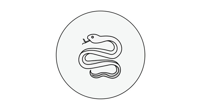 A stylized snake coiled within a circular border. The snake is rendered in a simple line art style
