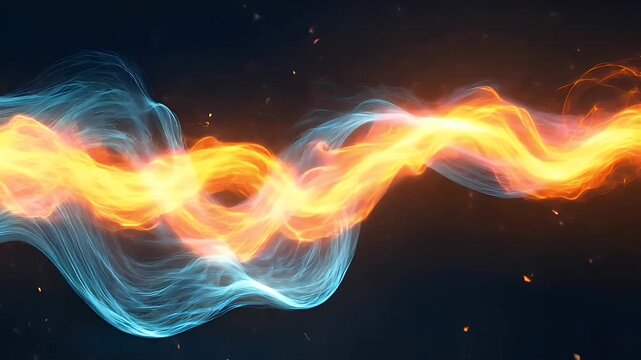 Abstract Colorful Light Waves Flowing Smoothly Across a Dark Background Creating Dynamic Energy
