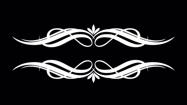 Elegant White Flourish Design Element on Black Background.