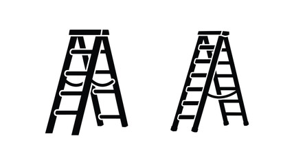 Two black ladder shapes stand against a white background silhouette