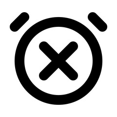 Obraz premium A black alarm clock with a cross through it, symbolizing no alarms or inactivity