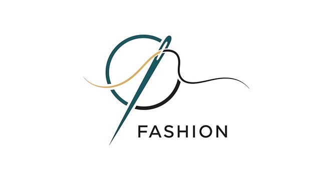 Fashion Logo Design with Needle and Thread.