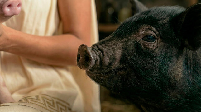 Circe tending enchanted pigs