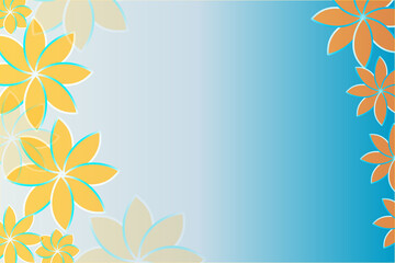 Obraz premium Cadre floral jaune et orange sur fond dégradé vert-beige – design décoratif lumineux