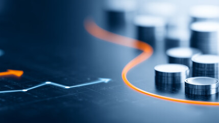 Rising graph line with stacked coins representing financial growth and investment performance concept.
