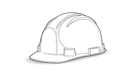 Fototapeta premium A simple line drawing of a hard hat viewed from the side on a plain background