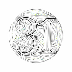 Decorative Number Thirty One Illustration.