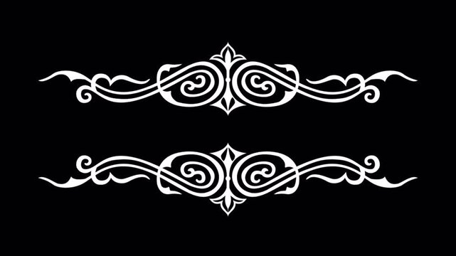 Elegant White Flourish Design Element on Black Background.