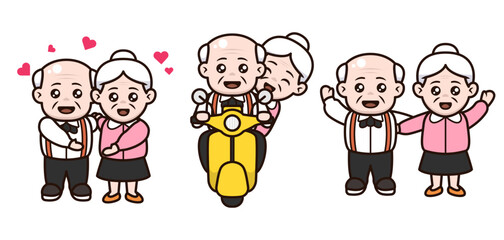 Set of Older People mascot designs.