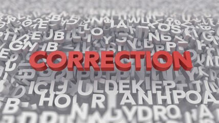 Red CORECTION Word Amidst White Letters correction