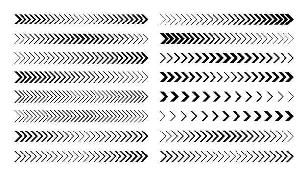 Set of black sports racing stripes and chevron arrow decals for vehicle tuning. Dynamic geometric patterns for car, motorcycle, and boat stickers isolated on a white background.