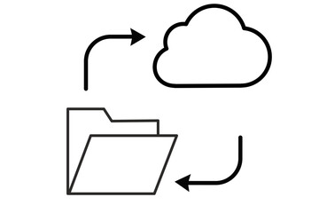 Cloud Folder Sync Line Icon &ndash; Data Transfer and Storage Symbol