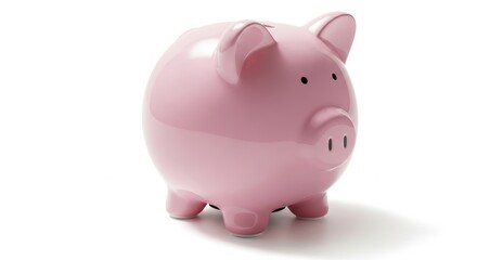Fototapeta premium Pink Piggy Bank on White Background.