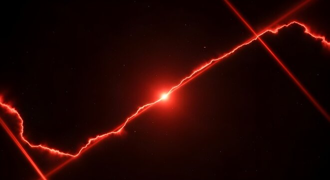 Abstract red neon light wave on black background futuristic glow effect