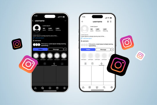 Instagram profile interface template layout mockup