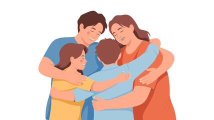 Obraz premium Affectionate family embracing each other in a warm embrace.