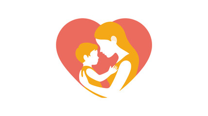 Fototapeta premium Mother and child in a heart, symbol of love and family.