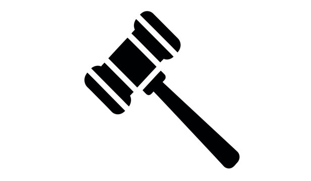 Black gavel icon on used for law and justice concepts in design and editorial projects