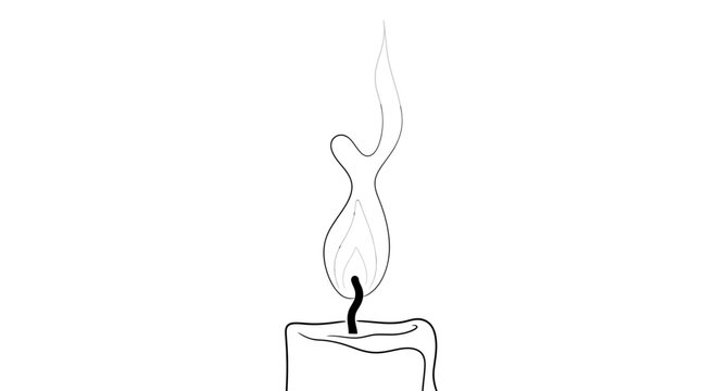 Burning candle flame with smoke rising.
