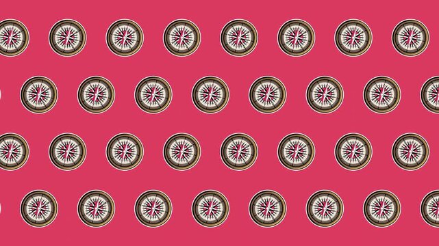 Seamless Compass Pattern Animated Loopable Background, Navigation and Adventure Repeat Design
