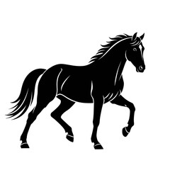 Obraz premium Black Horse Silhouette Running Freely.
