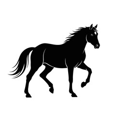 Obraz premium Black Horse Silhouette Running Freely.
