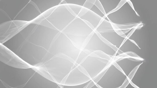 Abstract white flowing lines on grayscale gradient background