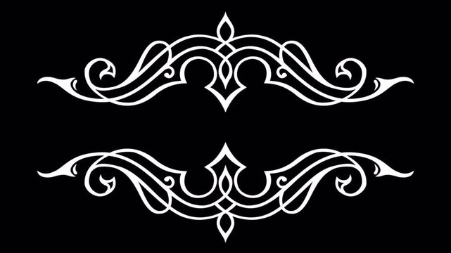 Elegant White Flourish Design on Black Background for Graphic Elements.