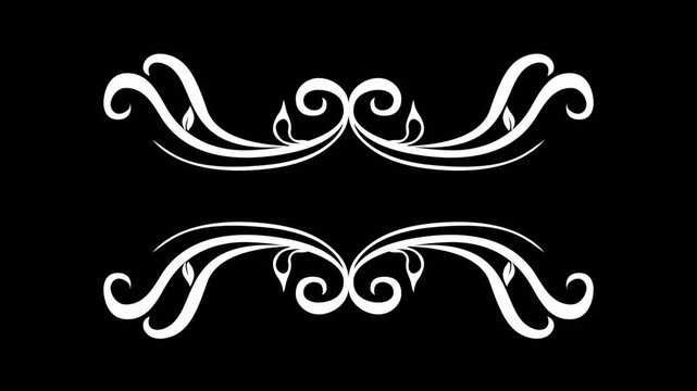 Elegant White Flourish Design on Black Background for Graphic Projects.
