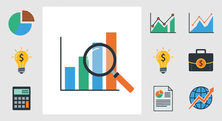 Business analytics and financial growth illustrations