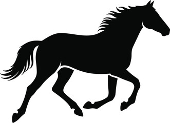 Obraz premium Black silhouette of a horse in motion on white background