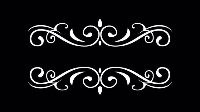 Elegant White Flourish Design on Black Background for Text or Decoration.