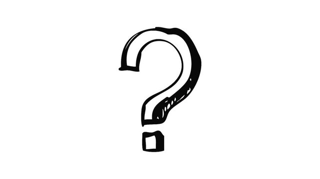 Question mark animation in doodle style on a white screen