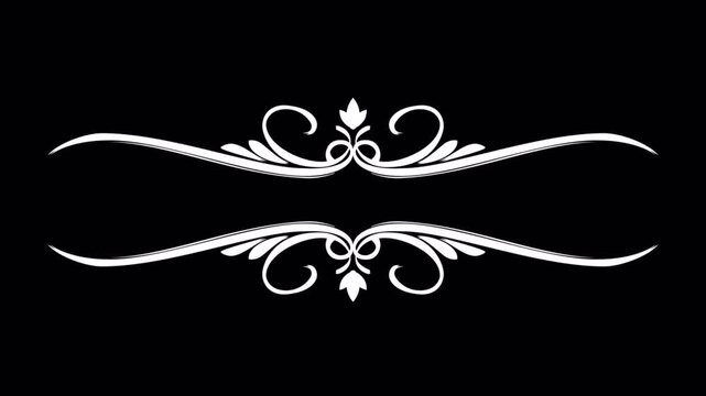Elegant White Flourish Design on Black Background for Text Overlay.