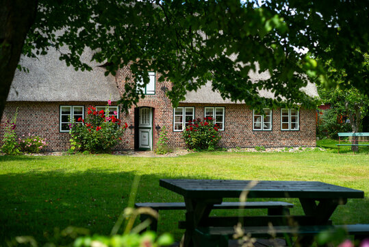 Altes Seefahrerhaus auf Insel Amrum. Heimatmuseum