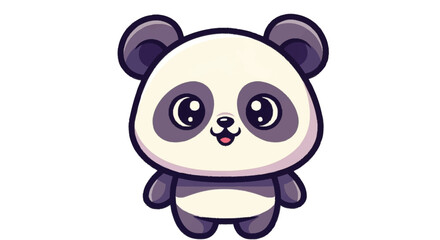 Cartoon panda bear with big eyes and pink tongue cute