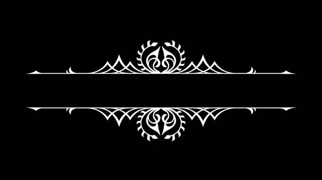 Elegant White Flourish Design on Black Background for Text Overlay.