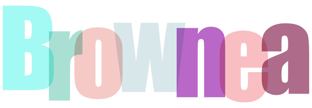 Colorful Brownea Text on White Background