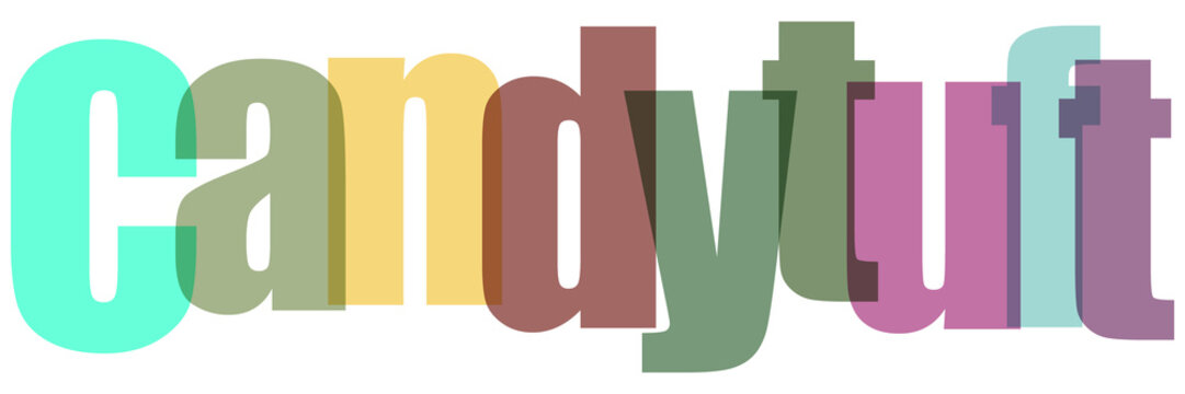 Colorful Candy Tuft Typography on White Background