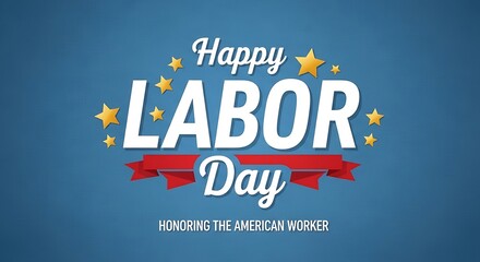 Fototapeta premium Happy Labor Day greeting card honoring American worker