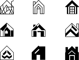 Fototapeta premium Abstract House Logo Set – Modern Geometric Home Icon Collection Vector