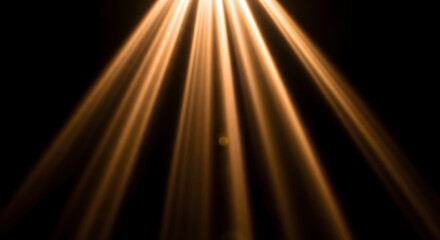 Naklejka premium Golden light rays on black background