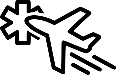 Sleek helicopter icon with rotating blades for travel and air transport &ndash; Black and White Vector Illustration