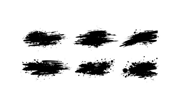 Grunge Brush set ,brush strock vector illustration isolated PNG transparent background.