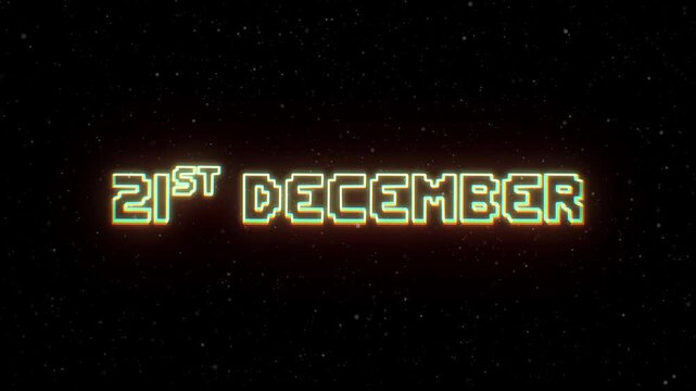 21st December Neon text with retro style